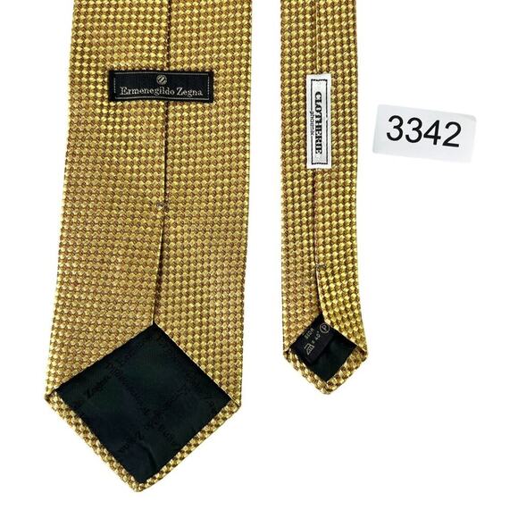 Ermenegildo Zegna Gold Tie - 100% Silk - Classic Textured Made In Italy - Picture 12 of 12